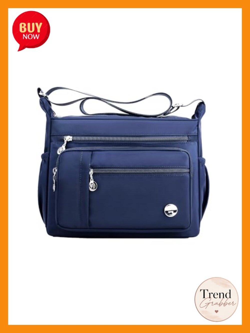Lightweight Nylon Satchel Crossbody Bag with Multiple Pockets